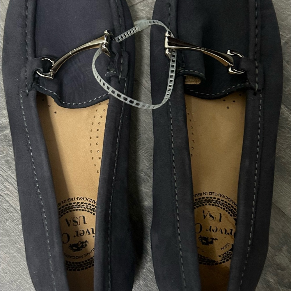 Driver Club USA Navy Slip-On Loafers with Metal Bit
